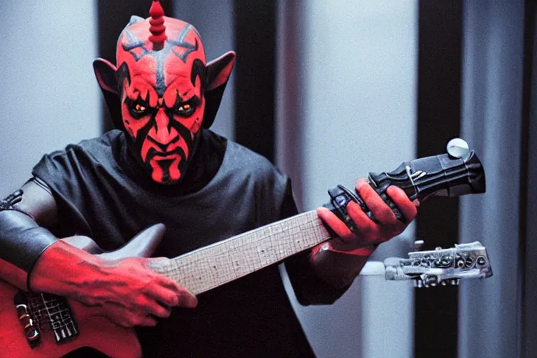 Image similar to darth maul playing a guitar in emergency room