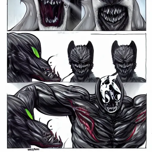 Image similar to venom symbiote as a werewolf, furaffinity