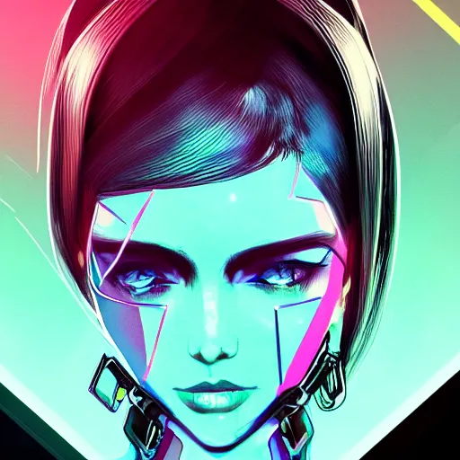 Image similar to headshot of cyberpunk woman wearing thick black choker around neck, detailed face, collar on neck, realistic, artstation, cyberpunk style, neon,