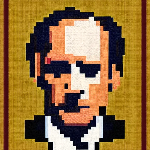 Prompt: Saul Goodman, pixel art portrait