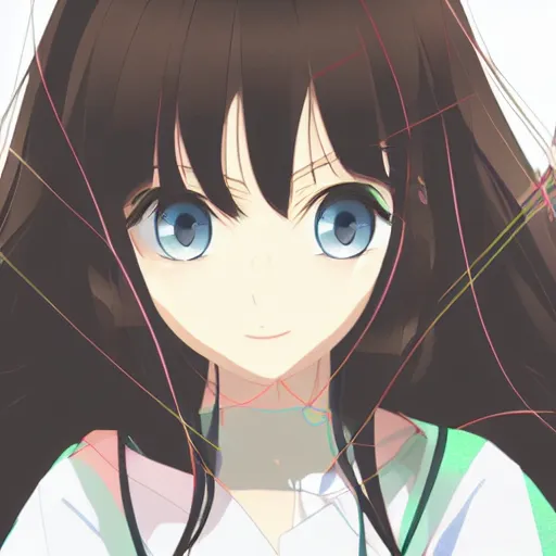 Image similar to a high detail portrait of high school girl in the style of kyoto animation, makoto sinkai, Illustrator, in simple background