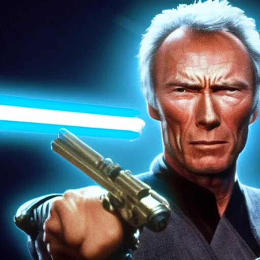 Image similar to clint eastwood as a jedi in star wars episode 3, 8k resolution, full HD, cinematic lighting, award winning, anatomically correct