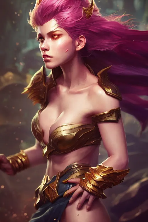 Image similar to league of legends portrait, au naturel, hyper detailed, digital art, trending in artstation, cinematic lighting, studio quality, smooth render, unreal engine 5 rendered, octane rendered, art style by klimt and nixeu and ian sprigger and wlop and krenz cushart.