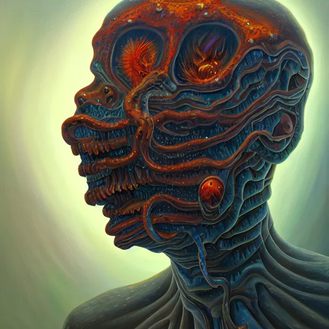 Image similar to an oil on canvas portrait painting, polycount, surrealism, surrealist, lovecraftian, cosmic horror, high detail