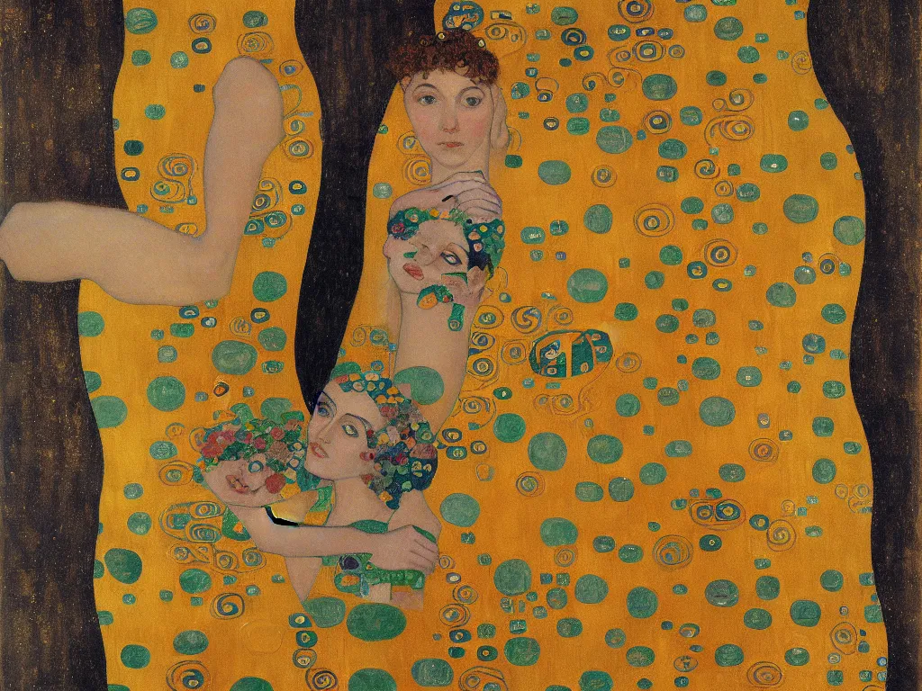 Image similar to Gustav Klimt painting of female figure