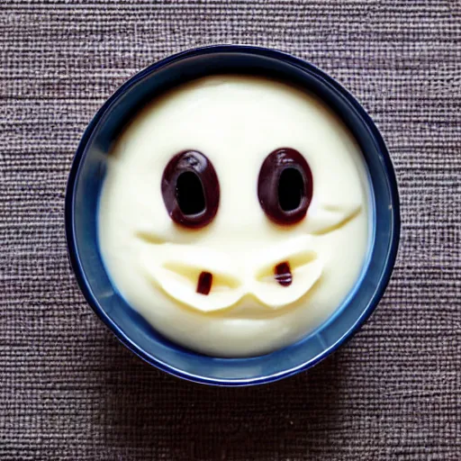 Image similar to a yogurt with a face