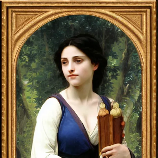 Image similar to portrait of Rowena Ravenclaw as the embodiment of Truth by Bouguereau