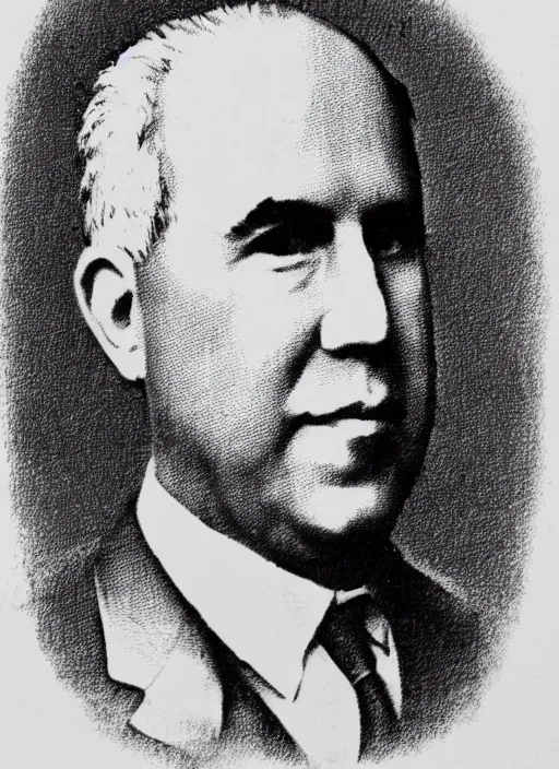 Image similar to portrait of niels bohr, penned with black ink, smooth lines, stipples, smooth, on white