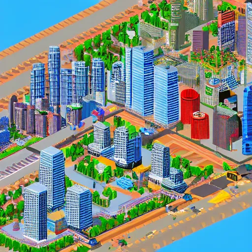 Image similar to Los Angeles in sim city, highly detailed, pixel art