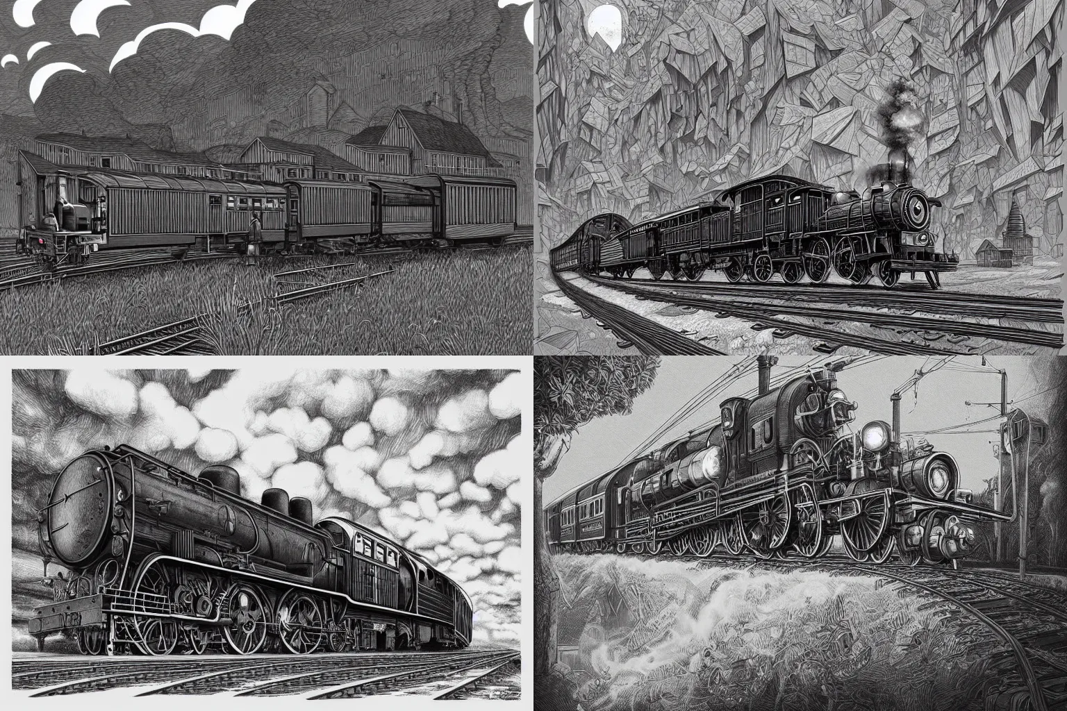 Prompt: steam train made of bismuth by john kenn mortensen, digital art, by artgerm and wlop