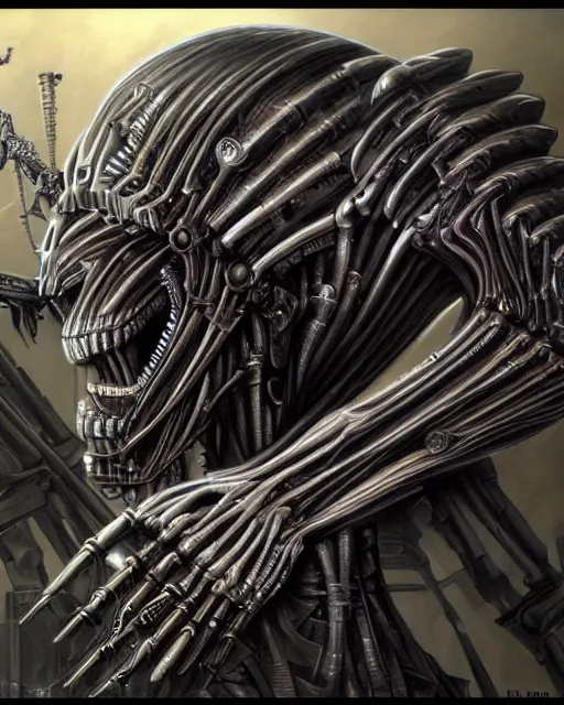 Image similar to megatron by hr giger, biomechanical, 4 k, hyper detailed