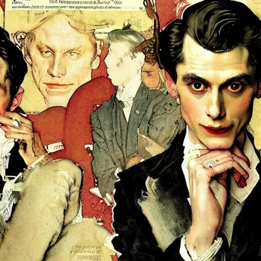 Prompt: dorian gray illustrated by norman rockwell