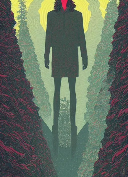 Prompt: twin peaks movie poster art by victo ngai