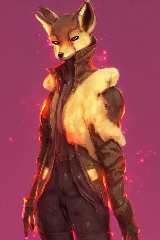 Image similar to a fox fursona, trending on artstation, by kawacy, furry art, digital art, cyberpunk, high quality, backlighting