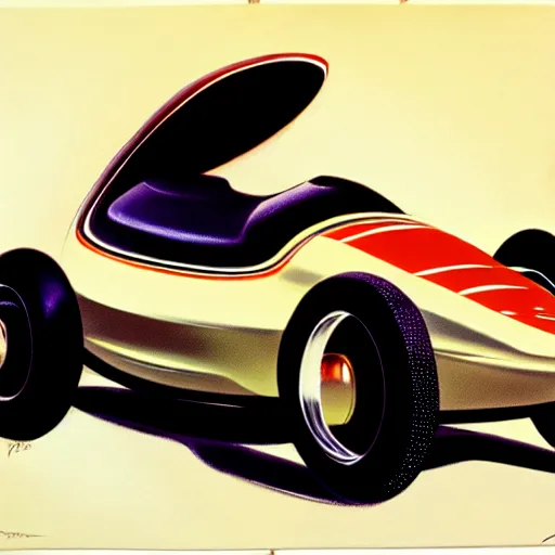 Prompt: concept art of a car with a sidecar, painted by syd mead, high quality