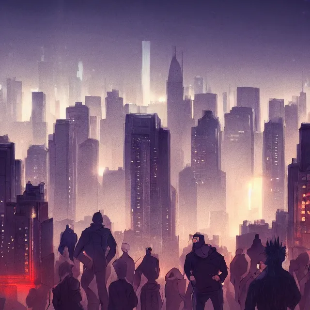 Image similar to a city full of mindless humanoids staring at there phones in a cold and dark metropolis, trending on artstation hq, deviantart, pinterest, 4 k uhd image