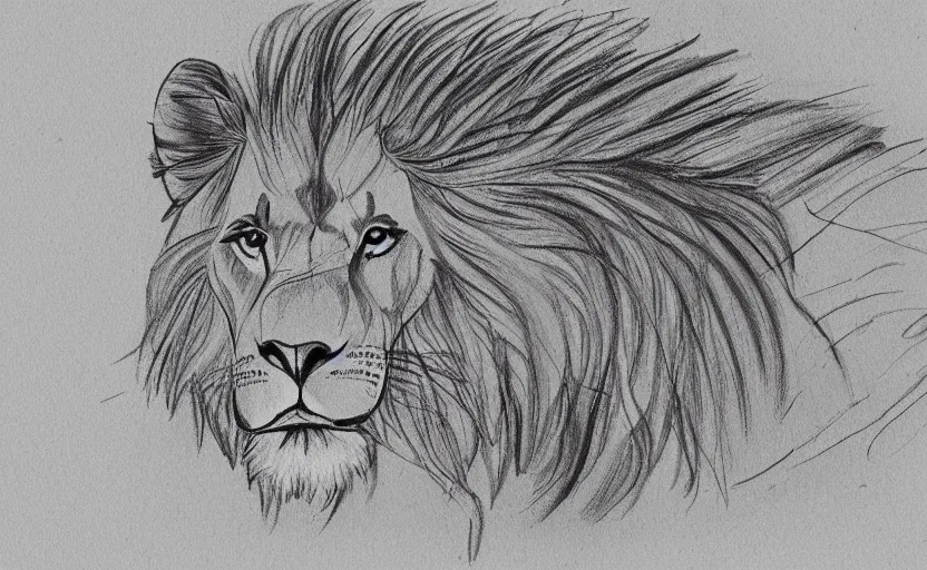 Image similar to single line full body drawing of a lion lying. single line challenge. winner