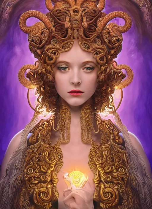 Prompt: professionally-made ultradetailed ornate award winning masterpiece RPG character portrait of beautiful symmetrical art deco Medusa radiating glowing aura, fully clothed with a flowery dress, digital airbrush painting, 3d rim light, hyperrealistic, artstation, cgsociety, kodakchrome, golden ratio, 1985