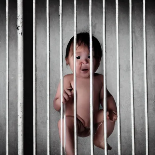 Prompt: baby inside a prison