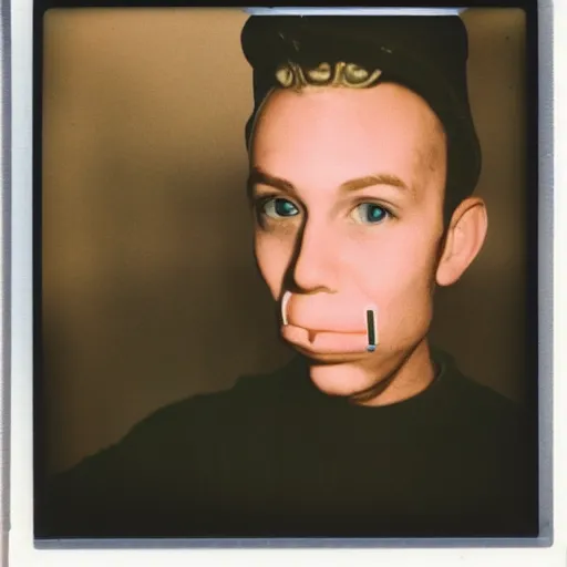 Image similar to polaroid photo of human pinocchio