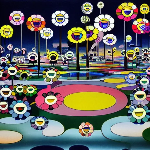 Image similar to a surreal landscape by takashi murakami