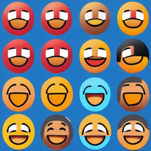 Image similar to a set of 2 x 2 emoji icons with happy, angry, surprised and sobbing faces. the emoji icons look like watermelon