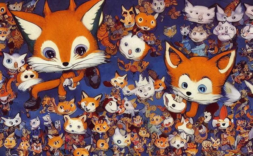 Prompt: fox mascot character, digital painting, portrait, 4k wallpaper, intricate detailed brush strokes, masterpiece, cute, chibi, beautiful, gorgeous, stunning, meticulous composition, unique design, by Junji Ito, by Frank Frazetta, by Takashi Murakami, by Kentaro Miura, by Monet, by Rembrandt, by Michelangelo