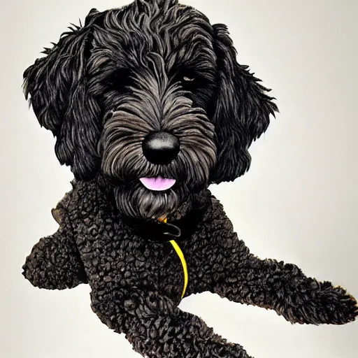 Image similar to black goldendoodle dog, high detail