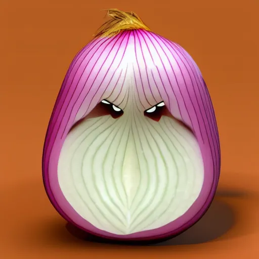 Image similar to onion very sad crying big tears cartoon, 3 d render