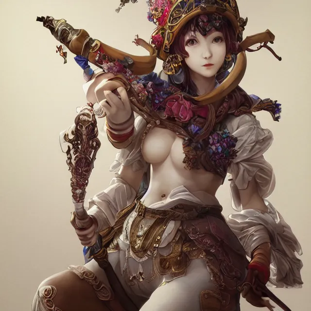 Image similar to studio portrait of neutral good colorful female cleric bard healer as absurdly beautiful, elegant, young skinny gravure idol, ultrafine photorealistic illustration by kim jung gi, irakli nadar, intricate linework, sharp focus, bright colors, octopath traveler, final fantasy, unreal engine highly rendered, global illumination, radiant light, intricate environment