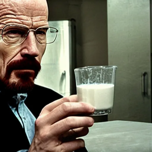 Image similar to walter white drinking milk