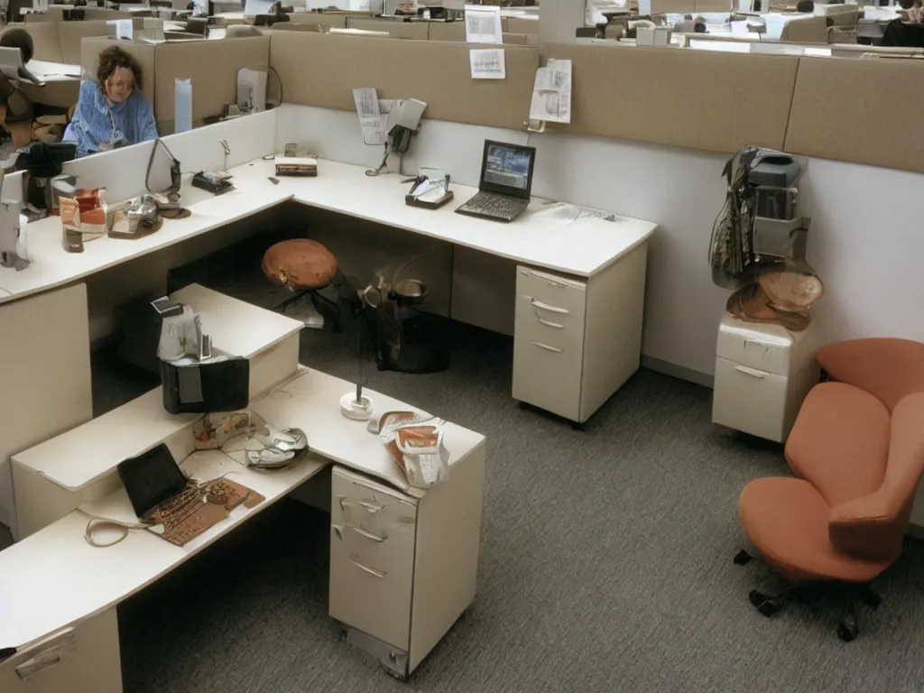 Image similar to coffee break in 90s cubicle office