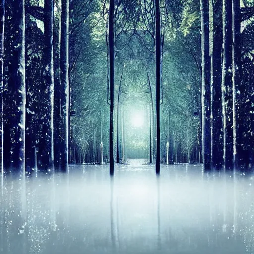 Prompt: bright nordic forest, sparkling spirits, detailed wide shot, woodwork, ground detailed, wet eyes reflecting into eyes reflecting into infinity, beautiful lighting