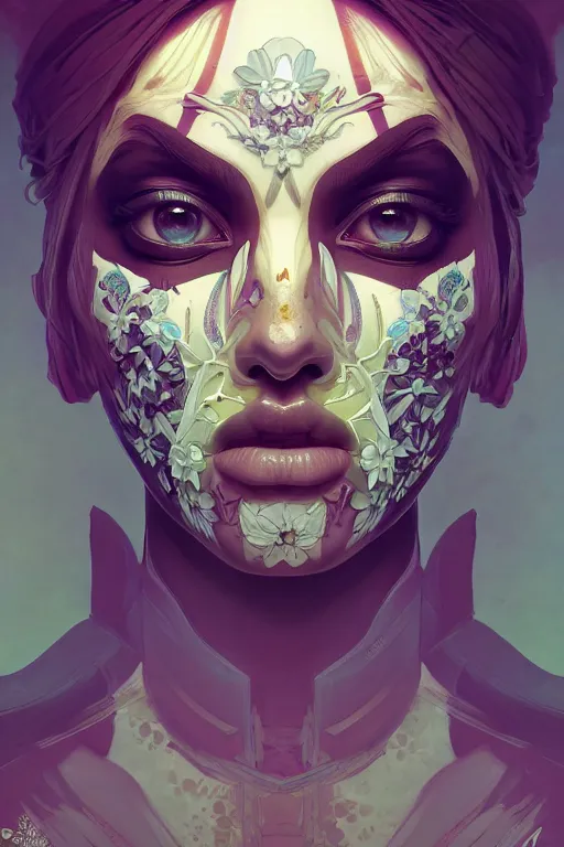 Image similar to symmetry!! portrait of floral! borderlands 3 psycho, intricate, elegant, highly detailed, digital painting, artstation, concept art, smooth, sharp focus, illustration, art by artgerm and greg rutkowski and alphonse mucha, 8 k