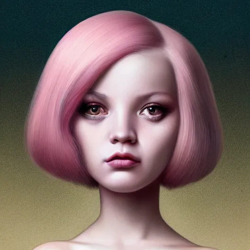 Prompt: a portrait of a beautiful woman with pink hair by mark ryden cgsociety, computer art, circuitry, dystopian art, academic art insanely quality, elegant, highly detailed, digital painting, artstation,, concept art, pop, smooth, sharp focus, illustration, art by mark ryden and 3 d 8 k ultra detailed