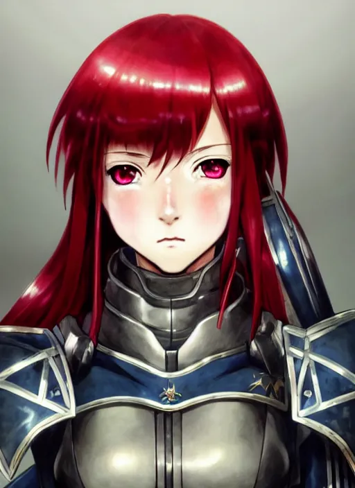 Image similar to portrait of Anime sister of battle, Warhammer 40000, cute-fine-face, red-short-hair pretty face, realistic shaded Perfect face, fine details. Anime. realistic shaded lighting by Ilya Kuvshinov katsuhiro otomo ghost-in-the-shell, magali villeneuve, artgerm, rutkowski, WLOP Jeremy Lipkin and Giuseppe Dangelico Pino and Michael Garmash and Rob Rey