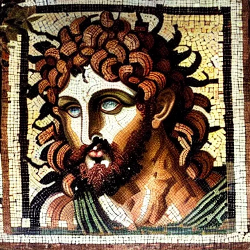prompthunt: byzantine mosaic of gigachad, perfect face, perfect eyes,  strong jaw, centered, awarded photo, intricated, very detailed, highly  qualified