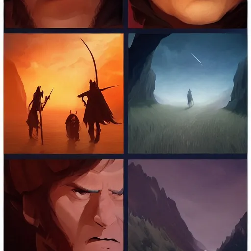 Image similar to face icon stylized minimalist the lord of the rings : the fellowship of the ring 2 0 0 1, loftis, cory behance hd by jesper ejsing, by rhads, makoto shinkai and lois van baarle, ilya kuvshinov, rossdraws global illumination