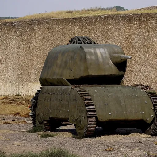 Prompt: an ancient armoured personnel carrier belonging to the Roman Empire
