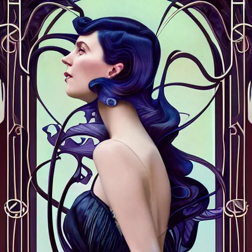 Prompt: an art nouveau, ( streamline moderne ), multi - racial portrait in the style of anna dittmann and donato giancola and charlie bowater. very large, clear, expressive, and intelligent eyes. centered, ultrasharp focus, dramatic lighting, photorealistic digital matte painting, intricate symmetrical ultra detailed background.