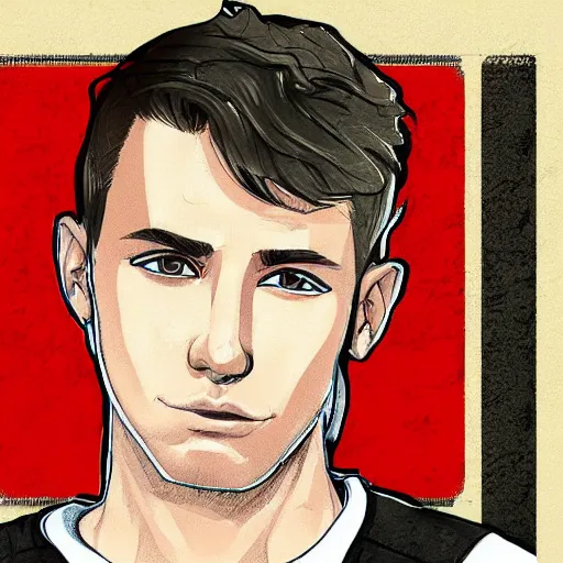 Image similar to a handsome urban youth, drawn in the style of gta v artwork