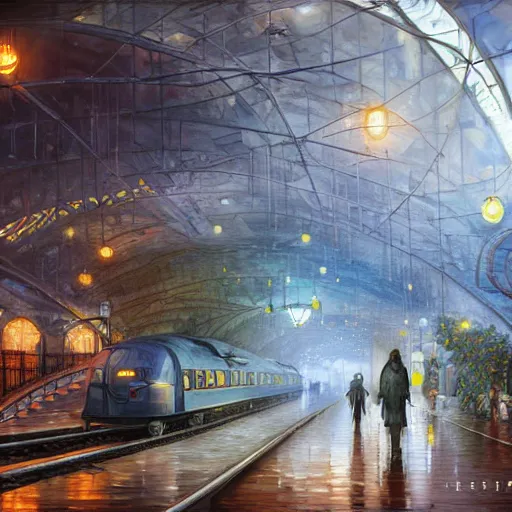 Image similar to subway station cryengine render by android jones, james christensen, rob gonsalves, leonid afremov and tim white