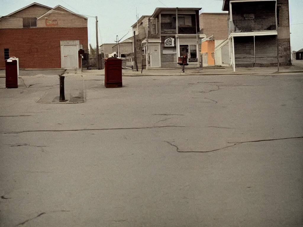 Image similar to empty kansas street photography by william eggleston and stephen shore en 1 9 5 8