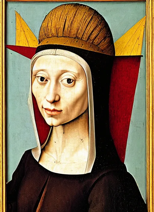 Image similar to portrait of young woman in renaissance dress and renaissance headdress, art by hieronymus bosch