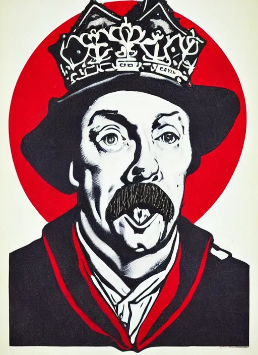 Prompt: propaganda poster lindybeige as king of england, 8 k, trending on artstation