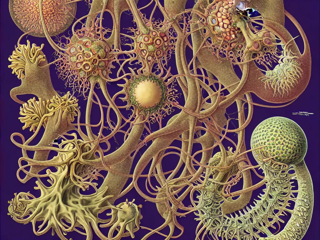 Prompt: art by ernst haeckel and daniel martin diaz