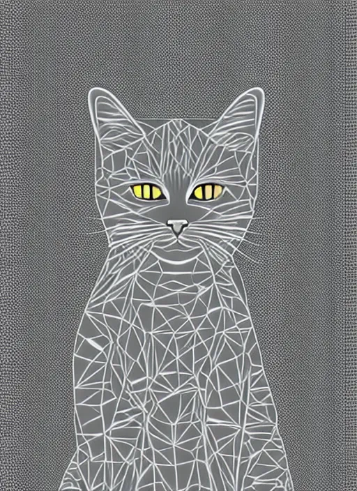 Prompt: a silver fractal cat