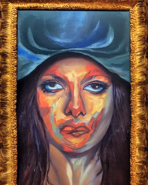 Prompt: scarred cowgirl, oil painting