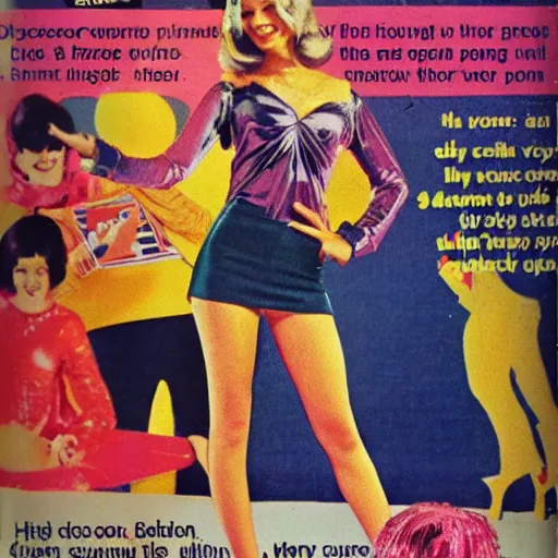 Prompt: disco - themed advertisement from a 1 9 7 0 s magazine