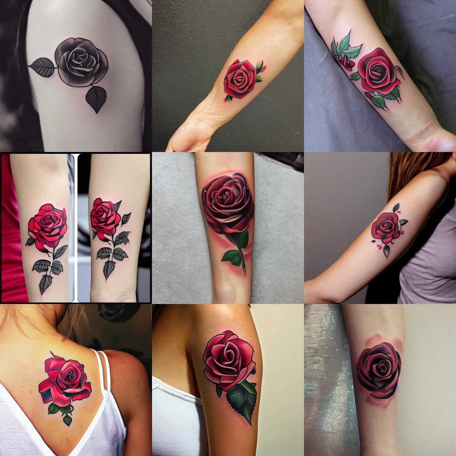 Prompt: rose tattoo, temporary tattoo